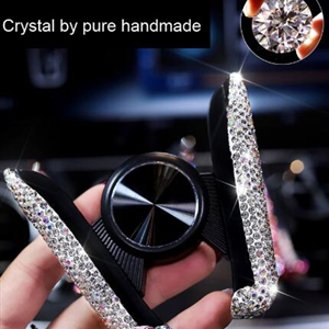 New Universal Car Mobile Phone Holder Crystal Rhinestone Air Vent Mount Clip Stand GPS - White