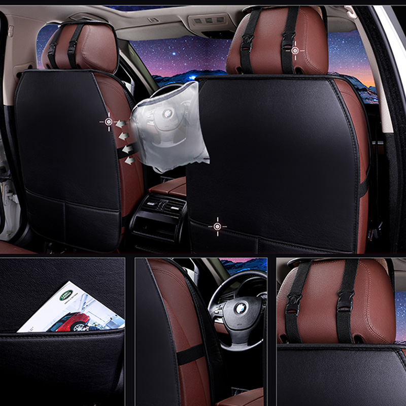 Personalized Leather Car Seat Covers Punk Camellia Universal Auto Cushion 5 Seat Vehicle Sets - Black Rose