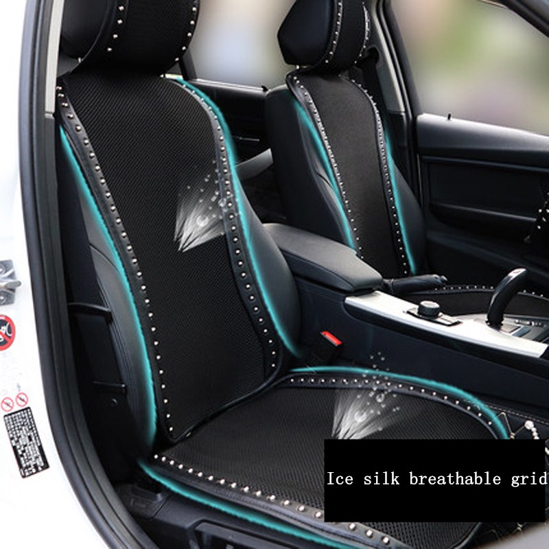 Personalized Leather Car Seat Covers Punk Rivet Universal Auto Cushion 1PC Front Cover - Black