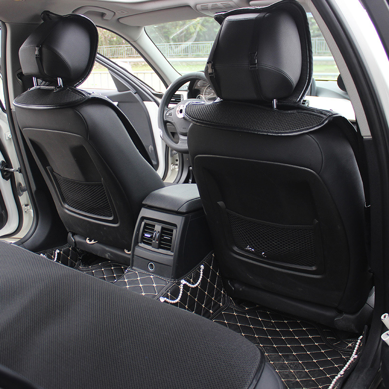 Personalized Leather Car Seat Covers Punk Rivet Universal Auto Cushion 5 Seat Vehicle Sets - Black