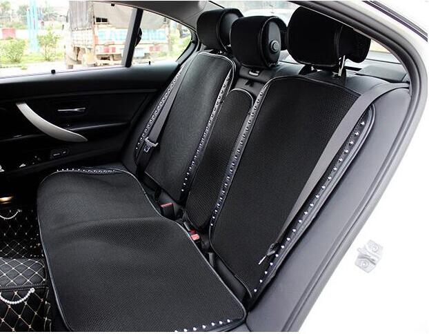 Personalized Leather Car Seat Covers Punk Rivet Universal Auto Cushion 5 Seat Vehicle Sets - Black