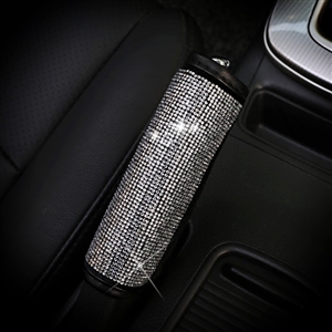 Pretty Women Rhinestone Plush Auto Seat Handbreak Cover 1pcs - Silver