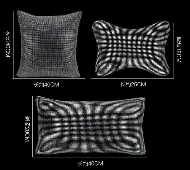 Gorgeous Pretty Bling Nice Women Rhinestone Plush Auto Seat Neck Pillows 1pcs - Silver