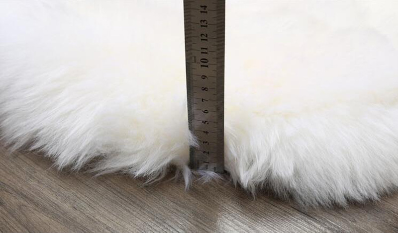 Round Long Wool Car Sheepskin Fur Chair Cushion Winter Plush Mats Home Sofa Office Pads 1pcs - Black