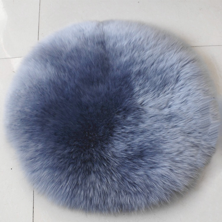 Round Long Wool Car Sheepskin Fur Chair Cushion Winter Plush Mats Home Sofa Office Pads 1pcs - Grey