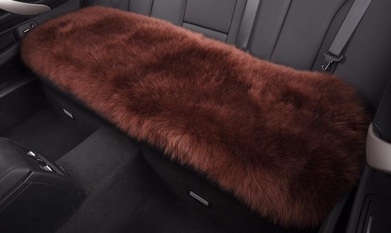 Top Quality Long Wool Universal Car Seat Cushion Sheepskin Fur One Piece Pads 3pcs Set - Coffee