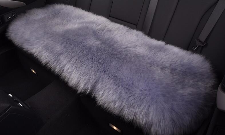 Top Quality Long Wool Universal Car Seat Cushion Sheepskin Fur One Piece Pads 3pcs Set - Grey