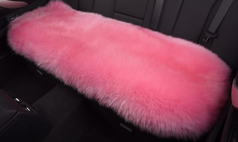 Top Quality Long Wool Universal Car Seat Cushion Sheepskin Fur One Piece Pads 3pcs Set - Pink