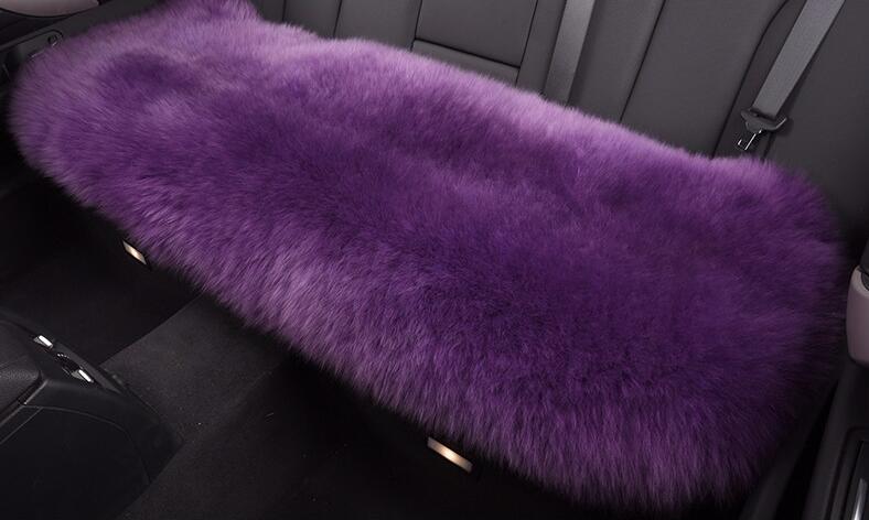 Top Quality Long Wool Universal Car Seat Cushion Sheepskin Fur One Piece Pads 3pcs Set - Purple