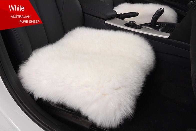 Top Quality Long Wool Universal Car Seat Cushion Sheepskin Fur One Piece Pads 3pcs Set - White