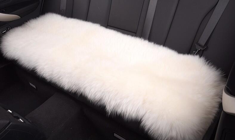 Top Quality Long Wool Universal Car Seat Cushion Sheepskin Fur One Piece Pads 3pcs Set - White