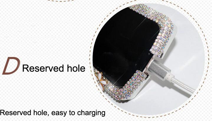 U Shape Universal Car Mobile Phone Holder Crystal Flower Air Vent Mount Clip Stand GPS - White