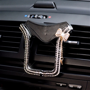U Shape Universal Car Mobile Phone Holder Crystal Bow Air Vent Mount Clip Stand GPS - Black