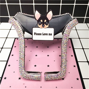 U Shape Universal Car Mobile Phone Holder Crystal Cute Puppy Air Vent Mount Clip Stand GPS - AB White