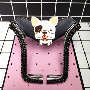 U Shape Universal Car Mobile Phone Holder Crystal Fat Puppy Air Vent Mount Clip Stand GPS - Black