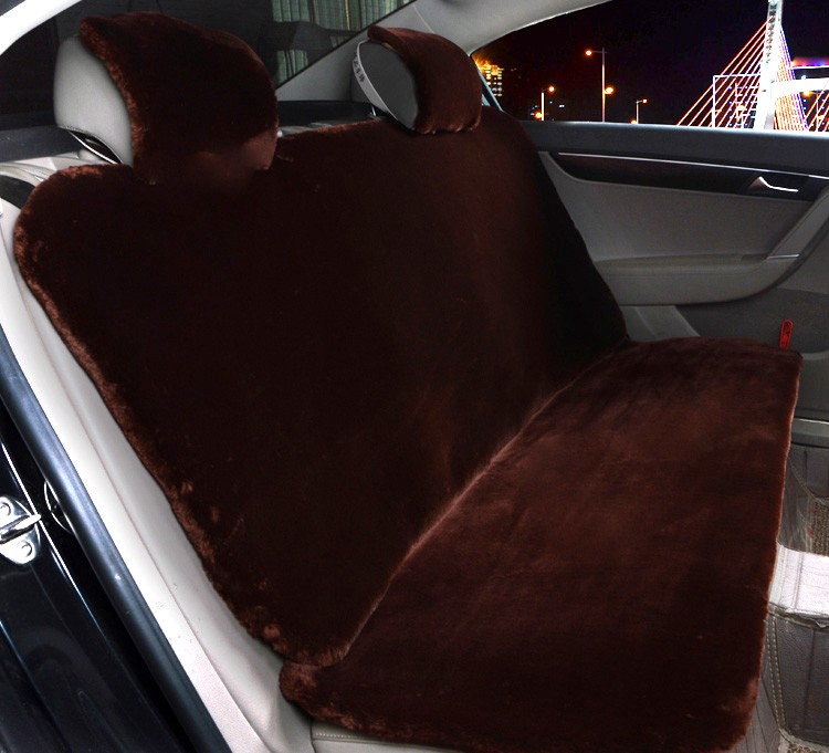 Universal Synthetic Plush Car Seat Cover Sheep Wool Auto Velvet Cushion 6pcs Sets - Brown