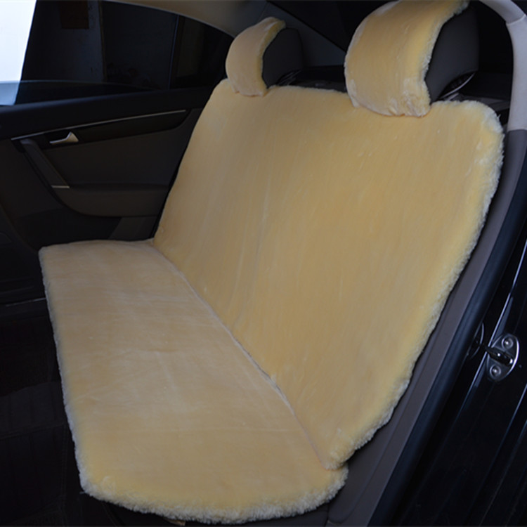 Universal Synthetic Sheepskin Car Seat Cover Sheep Wool Auto Velvet Cushion 3pcs Sets - Beige