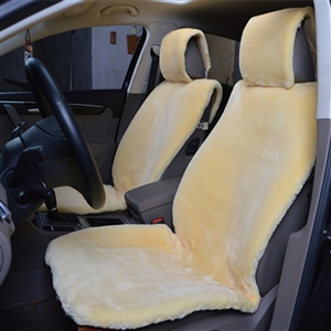 Universal Synthetic Sheepskin Car Seat Cover Sheep Wool Auto Velvet Cushion 3pcs Sets - Beige