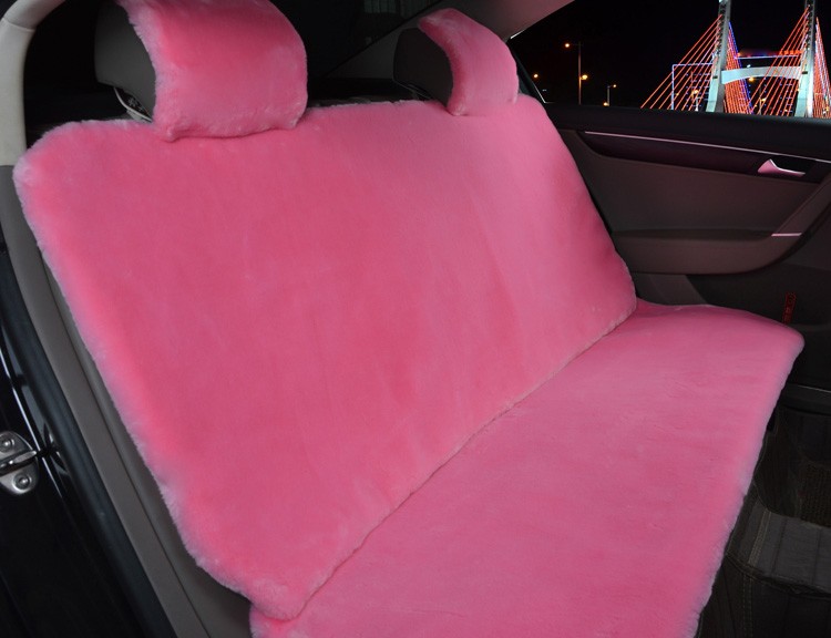 Universal Synthetic Sheepskin Car Seat Cover Sheep Wool Auto Velvet Cushion 6pcs Sets - Pink
