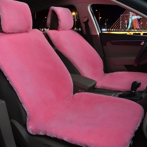 Universal Synthetic Sheepskin Car Seat Cover Sheep Wool Auto Velvet Cushion 6pcs Sets - Pink