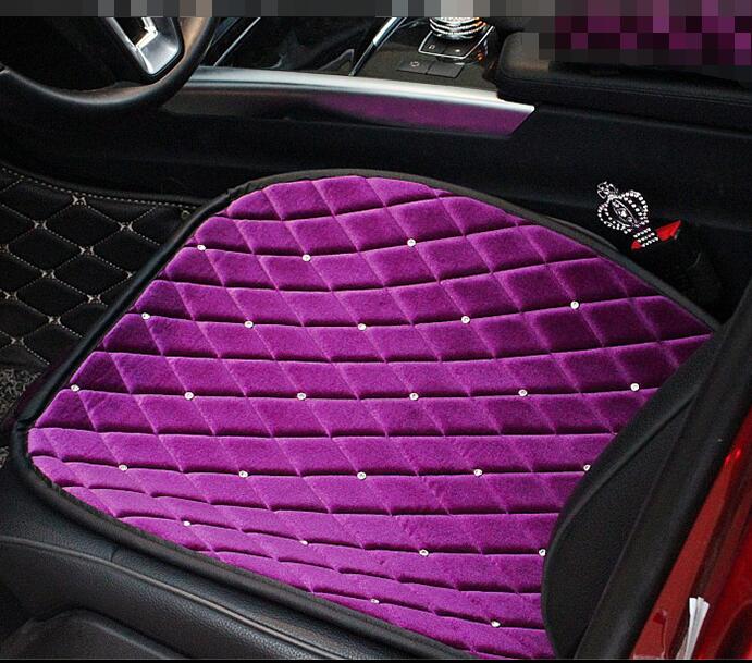 Winter Diamond Plush Car Front Seat Cushion Woman Universal Automobile Pads 1pcs - Purple