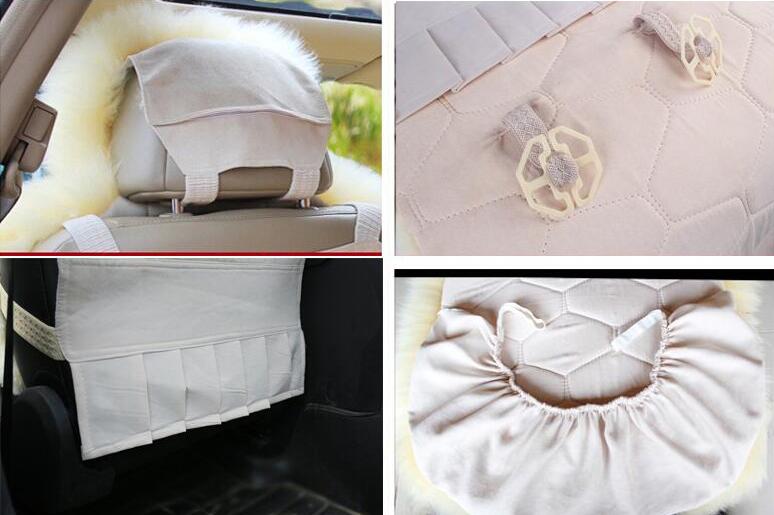 Winter Long Wool Auto Cushion Universal Genuine Sheepskin Car Seat Covers 1Piece Front Cover - Green