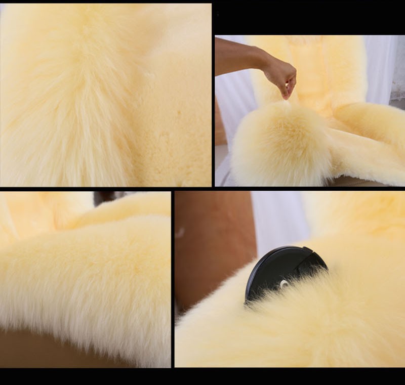 Winter Long Wool Auto Cushion Universal Genuine Sheepskin Car Seat Covers 1Piece Front Cover - Green