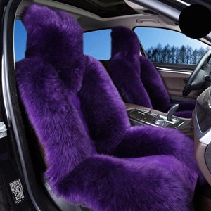 Winter Long Wool Auto Cushion Universal Genuine Sheepskin Car Seat Covers 1Piece Front Cover - Purple