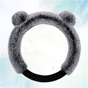 Winter Plush Car Steering Cover Cute Cartoon Panda Rabbit Case Warm Heated Auto Wheels Covers - Grey