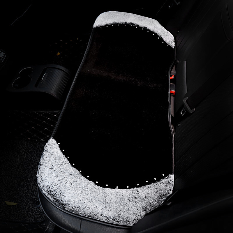 Winter Soft Warm Plush Automotive Seat Rabbit Fur Back Interior Styling Crystal Rear Cushion 1PC - Black