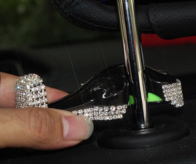 1 Pair Crystal Rhinestone Car Seat Back Holder Bag Purse Hangers Auto Storage Hooks - White