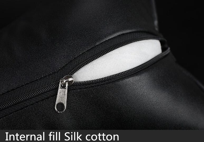 Great Pretty Female Rhinestone Car Seat Waist Pillows PU Leather Rectangle Cushions 1pcs - Black