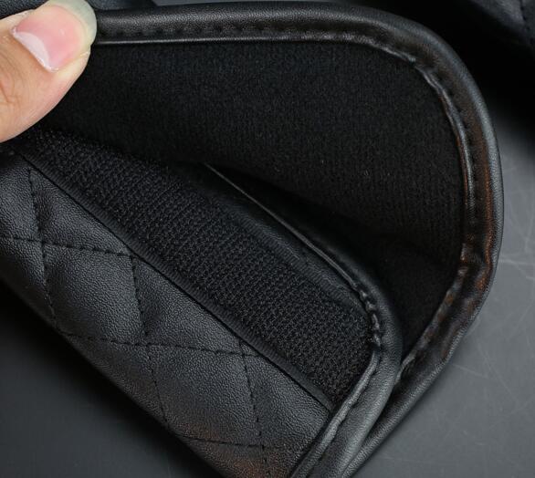 2pcs Car Safety Seat Belt Covers Women Creative Pearl Camellia Leather Shoulder Pads - Black