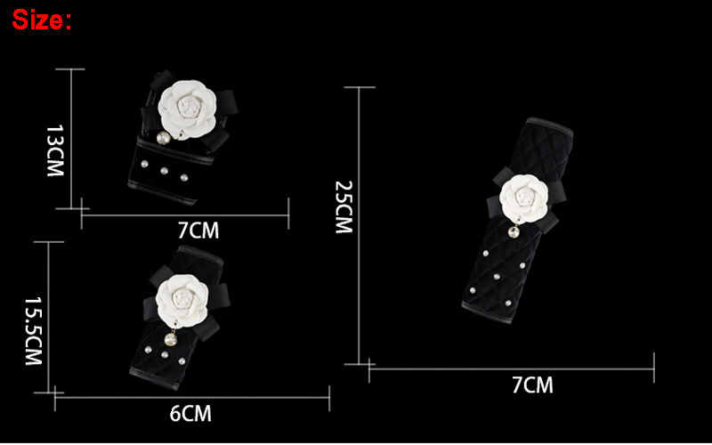 Camellia 1pcs Pearl Car Gear Covers Plush Shift Cover Auto Interior Decro - Black