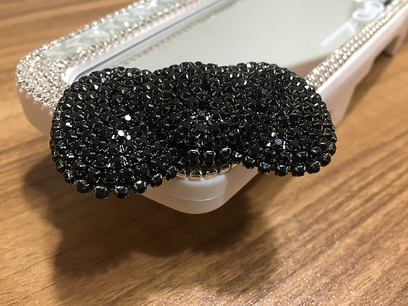 Black Bowknot Gorgeous Bling Bling Diamonds Crystal Car Rearview Mirror Auto Brilliant Rearview Mirror - White