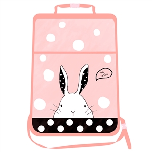 Bunny Waterproof Kids Car Anti-Kick Pad Seat Back Storage Bag Touchable Screen Organizer Protector - Pink