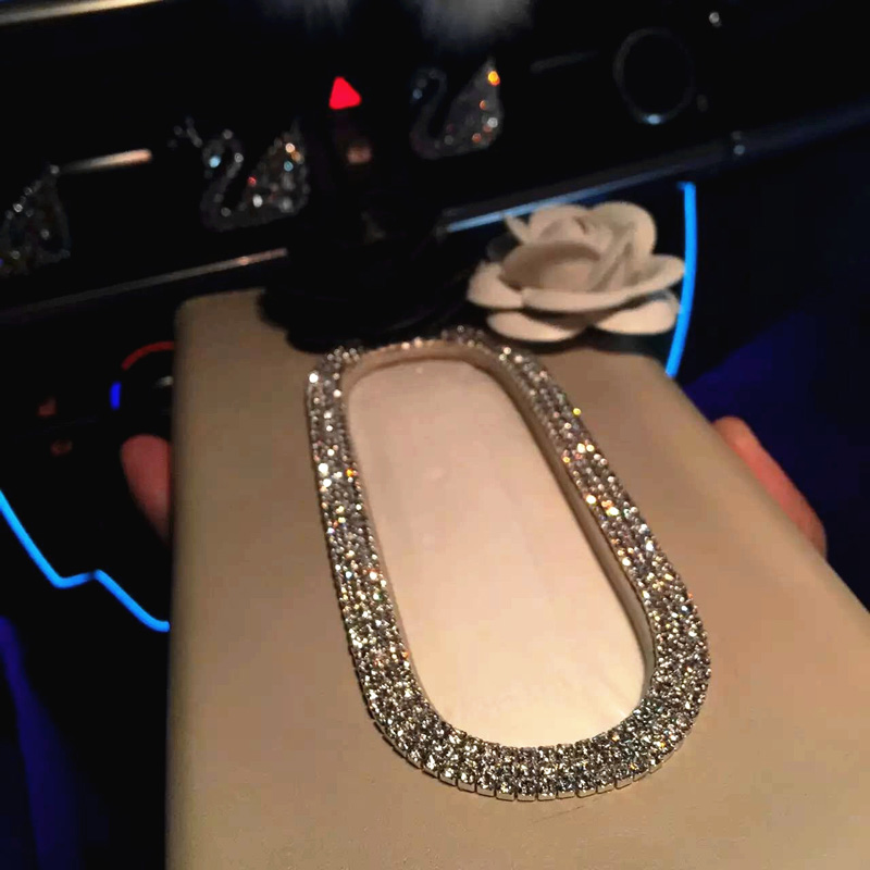 Camellia Bling Leather Car Tissue Paper Box Holder Case Seat Back Hanging Tissue Bag - Beige