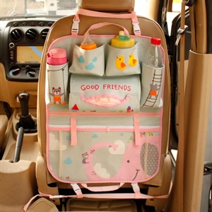 Chick Fold Multi-function Car Seat Back Hanging Pocket Thermal Insulation Storage Bag for Kid - Pink