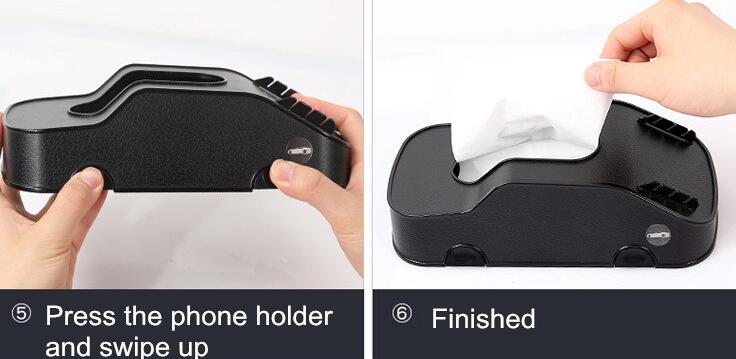 Creative Car Model Multifunction Car Tissue Box Plastic Phone Holder Cards Clip Block Storage Box - Black