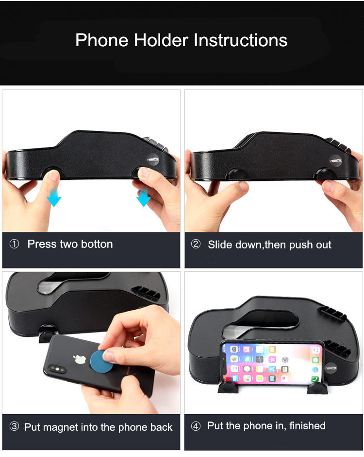 Creative Car Model Multifunction Car Tissue Box Plastic Phone Holder Cards Clip Block Storage Box - Black
