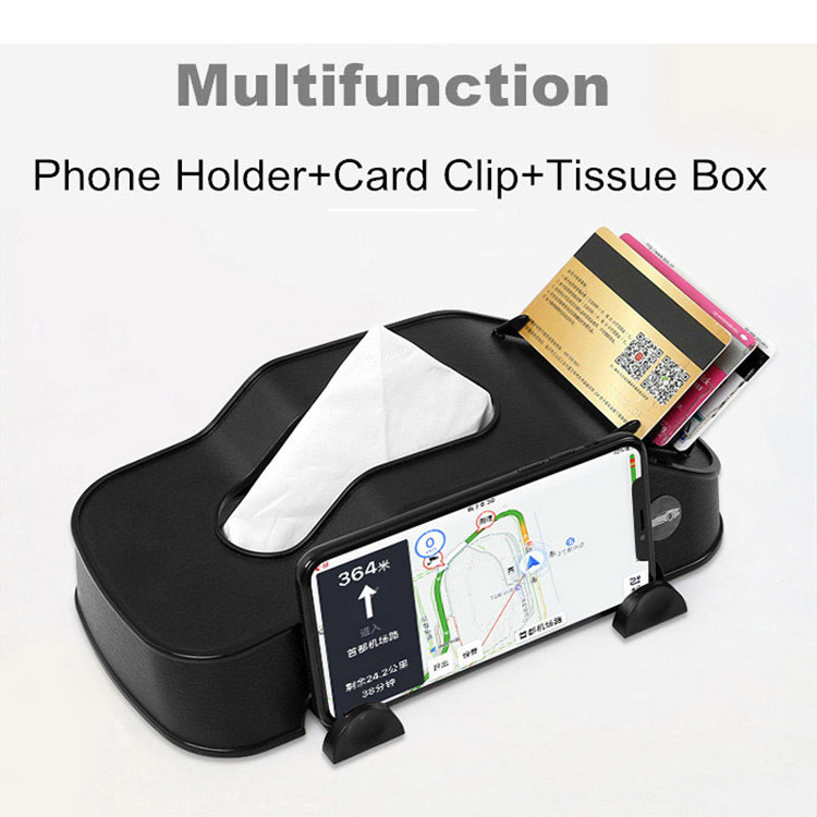 Creative Car Model Multifunction Car Tissue Box Plastic Phone Holder Cards Clip Block Storage Box - Black