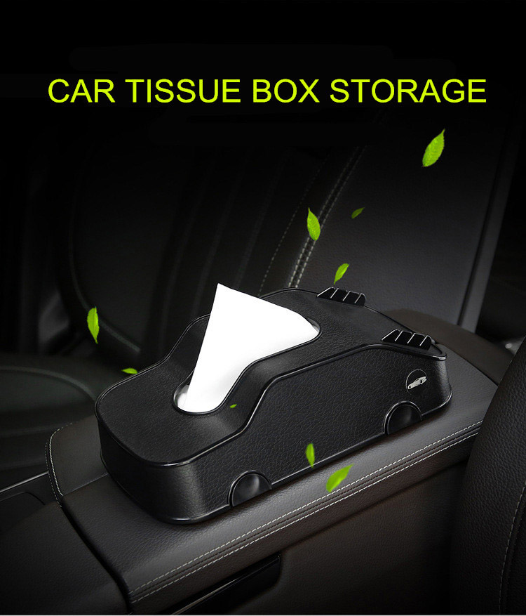 Creative Car Model Multifunction Car Tissue Box Plastic Phone Holder Cards Clip Block Storage Box - Black