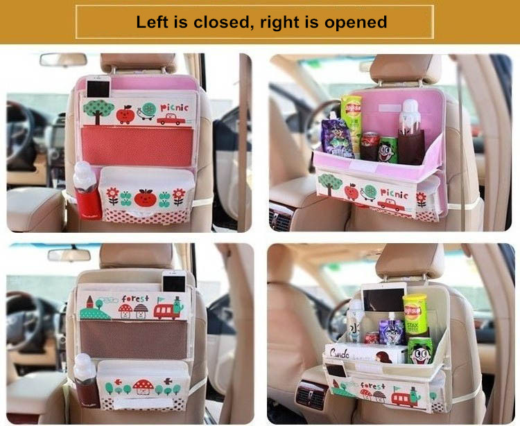 Cute Apple Multi-function Auto Seat Back Hanging Pocket Thermal Insulation Storage Bag - Pink