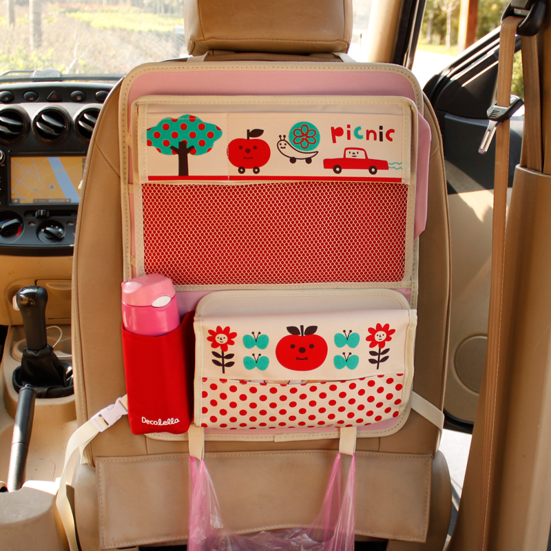 Cute Apple Multi-function Auto Seat Back Hanging Pocket Thermal Insulation Storage Bag - Pink