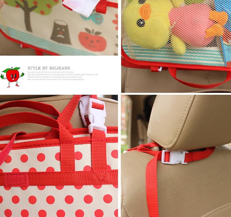 Cute Apple Multi-function Auto Seat Back Hanging Pocket Thermal Insulation Storage Bag - Pink
