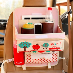Cute Apple Multi-function Auto Seat Back Hanging Pocket Thermal Insulation Storage Bag - Pink