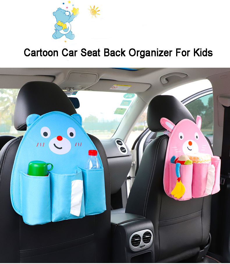Cute Bear Multi-function Car Seat Back Hanging Pocket Thermal Insulation Storage Bag for Kid - Pink