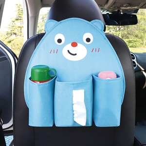 Cute Bear Multi-function Car Seat Back Hanging Pocket Thermal Insulation Storage Bag for Kid - Blue