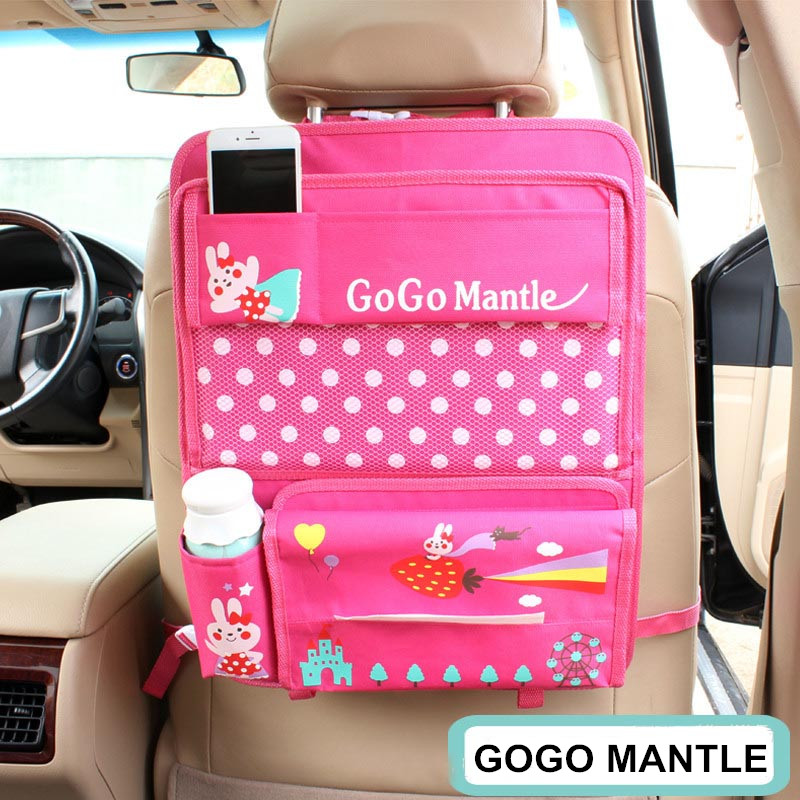 Cute Bunny Multi-function Auto Seat Back Hanging Pocket Thermal Insulation Storage Bag - Pink