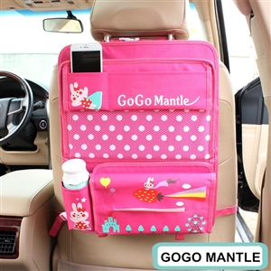 Cute Bunny Multi-function Auto Seat Back Hanging Pocket Thermal Insulation Storage Bag - Pink